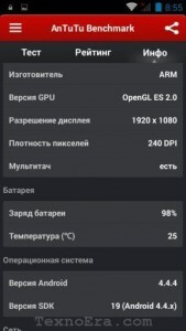 Результат тесту Antutu Lenovo S850c